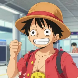 “ luffy at a airport ”