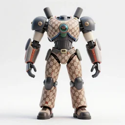 mecha with gucci clothes, white background, 8 k, symmetrical, 3 d render, octane render, insane details