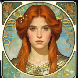 front facing symmetrical centered painted portrait, just one head, Imogen Poots as a D&D Paladin, RPG character avatar, Art Nouveau, Blizzard concept art, pixar, dreamworks, global illumination lighting, trending on artstation, by lois van baarle, ilya kuvshinov, rossdraws, Mucha