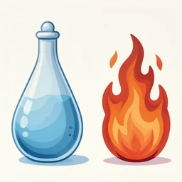water vs. fire diptych, in the style of james jean and jean arp