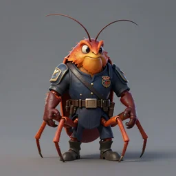cockroach character, securityguard, in the style of warhammer fantasy : : head torso legs : : lorax movie : : artstation