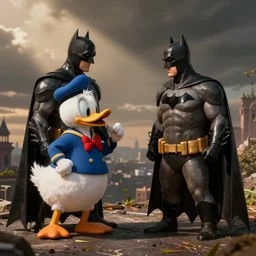 Photo, Batman talking with Donald Tramp