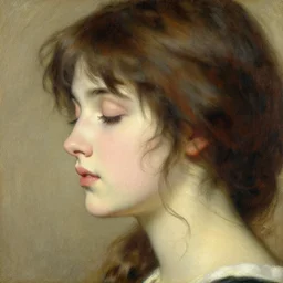 detailed side portrait of dearest anime girl, eyes closed, painting by gaston bussiere, craig mullins, j. c. leyendecker