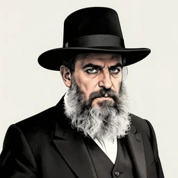 lubavitcher rebbe, portrait, cyberpunk 2 0 2 0 manual, by steampoweredmikej, inktober, ink drawing, black and white, coloring pages, manga, highly detailed