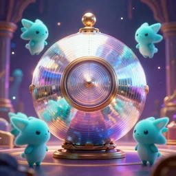 magic discoball, magic party with cyan cute spirit axie pet, fantasy, style artstation, style greg rutkowsk, octane render, unreal engine 6, epic game graphics, fantasy, conceptual art, ray tracing