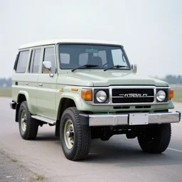 medium format photograph of liberty walk land cruiser, ektachrome, hasselblad film shallow focus portrait, soft light photographed on expired color film,