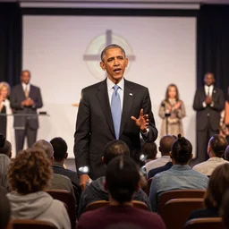 obama the pinmp casting a holy spell on a believer. megachurch. brotha
