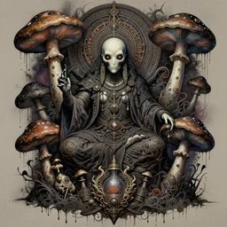 hades on opium, psychedelic mushrooms shamanic dmt art, dark and muted colors, by frank frazetta, dripping paint, spray paint, insanely detailed and intricate, hypermaximalist, elegant, ornate, hyper realistic, super detailed