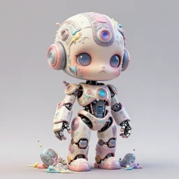 intricate highly detailed a cute cyborg full body portrait, high resolution uhd hyper realistic hyperdetailed 8 k pastel paint pour by peter mohrbacher