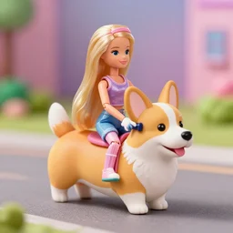 barbie riding a corgi, 4 k