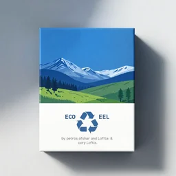 product photography minimal package box design graphics sustainable vector art, flat, blue, clean, eco friendly, [ recycling ], pinterest, elegant, art by petros afshar and cory loftis
