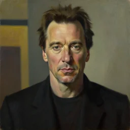christopher walken, portrait, dystopian, pj crook, edward hopper, oil on canvas
