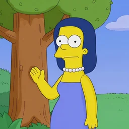 “ beautiful woman under a tree, style of the simpsons ”