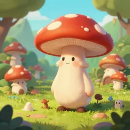 mushroom man in mushroom village, art station, 4 k