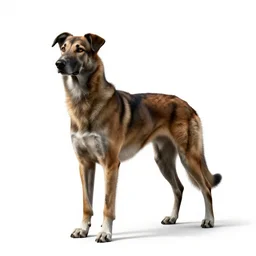 confident hellhound, high detail digital art, full body, standing, isolated on a pure white background, centered, whole figure in frame, sharp focus, studio lighting