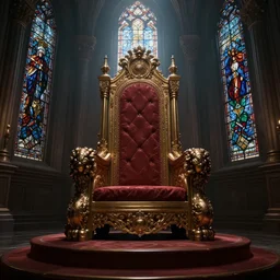 Digital art of the opulent throne room Imperial matte finish, ominous dramatic  wide angle, god rays stained glass Marc Simonetti