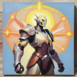 dmt deity illuminated being of seven directions, portrait painting of armored quinn as overwatch character, medium shot, asymmetrical, profile picture, organic painting, sunny day, matte painting, bold shapes, hard edges, street art, trending on artstation, by huang guangjian and gil elvgren and sachin teng