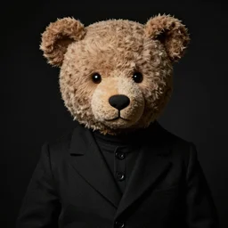 a ( ( chiaroscuro lighting portrait ) ) of kanye west dressed as teddy bear mascot, black background, portrait by julia margaret cameron, shallow depth of field, 8 0 mm, f 1. 8