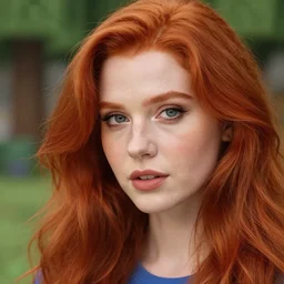 beautiful redhead woman, minecraft, closeup