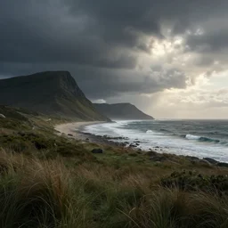 thomas cole coastal landscape. dramatic concept art, 4k, octane render. Realistic, cinematic lightning