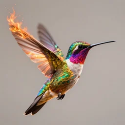 a hummingbird made of colorful fire, art by artgerm and greg rutkowski and alphonse mucha, concept art, octane render, unreal engine 5, highly detailed, high quality, 8 k, soft lighting, realistic face, path traced
