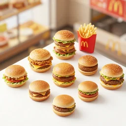 assorted food restaurant, depth of field, food photography, isometric, tasty, mcdonalds, wide shot, studio, bokeh, gmaster, cooking, food, kodak, sony, canon