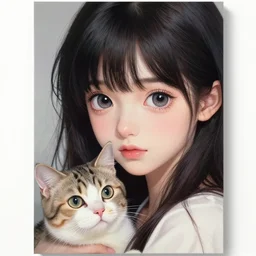 a space girl with big and cute eyes, holding a cat, very anime, fine - face, realistic shaded perfect face, fine details. realistic shaded lighting poster by ilya kuvshinov katsuhiro otomo ghost - in - the - shell, magali villeneuve, artgerm, jeremy lipkin and michael garmash, rob rey and kentaro miura style, trending on art station