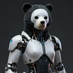 Ghost in the shell 2017, cybernetic android asian black bear, half robot half bear, future tech, mask opening, cyber punk, hyperrealist highly intricate, trending on art station, Nick Keller, 8K