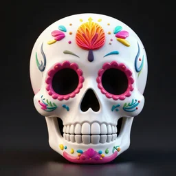 sugar skull 💀, colorful, black matte background, 3 d render, 4 k resolution