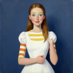 Where's Waldo, in the style of Alice Neel painting