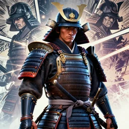 upper body illustration ofa samurai master in full armor, mattepainting concept blizzard pixar maya engine on stylized background splash comics global illumination lighting artstation, sharp focus, lois van baarle, ilya kuvshinov, rossdraws