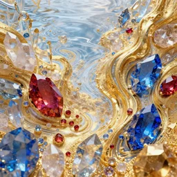 vivid dream of vaporwave bliss manifold, blissful vibe, gold, ruby, quartz, sapphire, glass, quicksilver, water, air, HDR, octane render, 8k, 4k