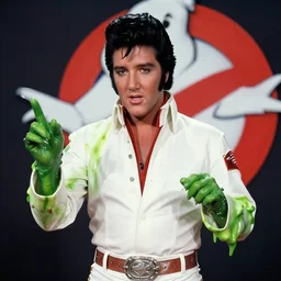 film still of elvis presley as slimer in ghostbusters, 4 k