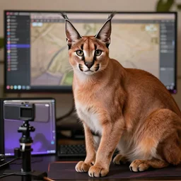 A caracal streaming live on twitch.