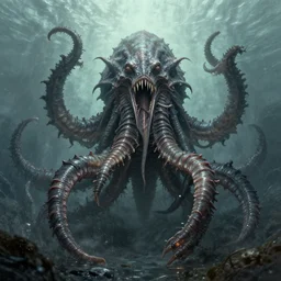 lovecraftian sea monster by wlop
