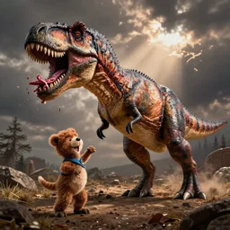 barney being eaten by a tyrannosaurus rex