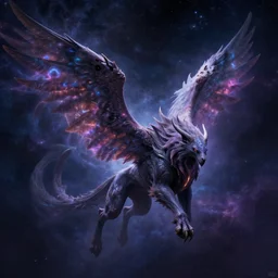 a cosmic winged beast with majestic nebula wings, concept art, digital illustration, trending on artstation, deviantart, artgerm, epic composition, masterpiece, highly detailed, advanced technique, ambient lighting, wlop, ross draws