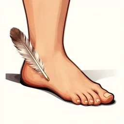 a picture of a foot with a feather on it, a detailed drawing by michelangelo, featured on polycount, auto - destructive art, angular, flat shading, 2 d game art