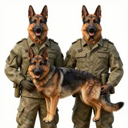 two humanoid german shepherds beast - men in military style, they holding a beer, artstation, concept art, smooth, sharp foccus ilustration, artstation