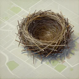 oil paint of bird's nest, isometric view, isometric map, by craig mullins by jakub rozalski
