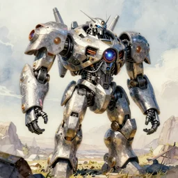 concept art s a mech robot, pinterest, artstation trending, behance, watercolor, by coby whitmore *, silver, ignition motor *,