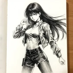 sketch of manga girl in dramatic pose