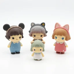 product photograph of delicate cute vintage disney figurines by isabel han : 4 cute, chibi, popular, collectible, toys figures, kawaii, toys, white background : 3