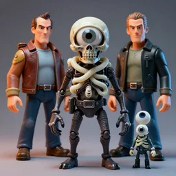 hyperrealistic rendering, fallout super mutant by art of skinner and richard corben and jeff easley, skull, white worms, eyeballs, eyeballs, product photography, action figure, sofubi, studio lighting, colored gels