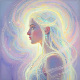 side profile painted portrait by thomas blackshear, imogen poots as dune paladin, gloomhaven, luminescent, colorful swirly magic ripples, pastel colors, by craig mullins, greg manchess, raymond swanland, anders zorn, by bayard wu, huang guangjian, greg rutkowski, jesper ejsing