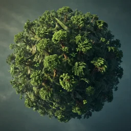 intergalactic human made of trees on a planet, rain forest, by thomas kinkaid, no man's sky screenshot