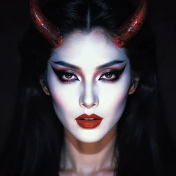 style of yoji shinkawa, rafael albuquerque : : gorgeous willa holland : : evil demon : : symmetrical face, symmetrical eyes : : gorgeous black hair : : magic lighting, low spacial lighting : :