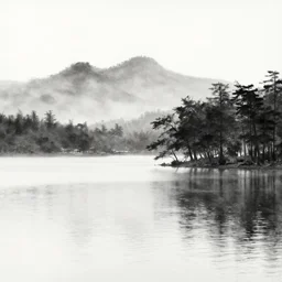 zen lake, black ink