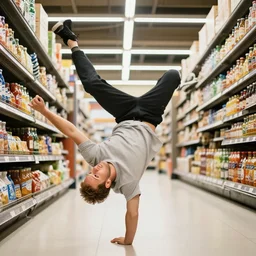 Mark zuckerberg breakdancing in a supermarket