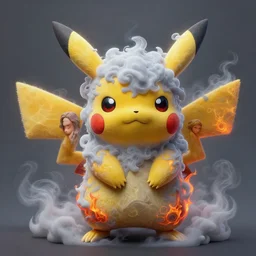 high intricate detailed 3 d painting of a diabolic fierce pikachu covered in cloudy fog, fractal fire, rudy siswanto, maria panfilova, elina karimova, by tea me, victor titov, on artstation